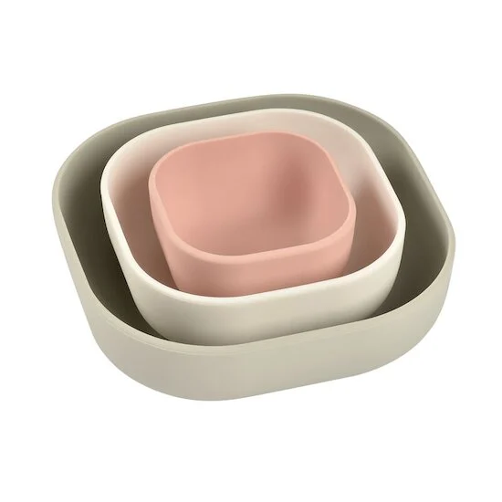 Lot de 3 Bols silicone gigogne   Velvet Grey        de               Béaba