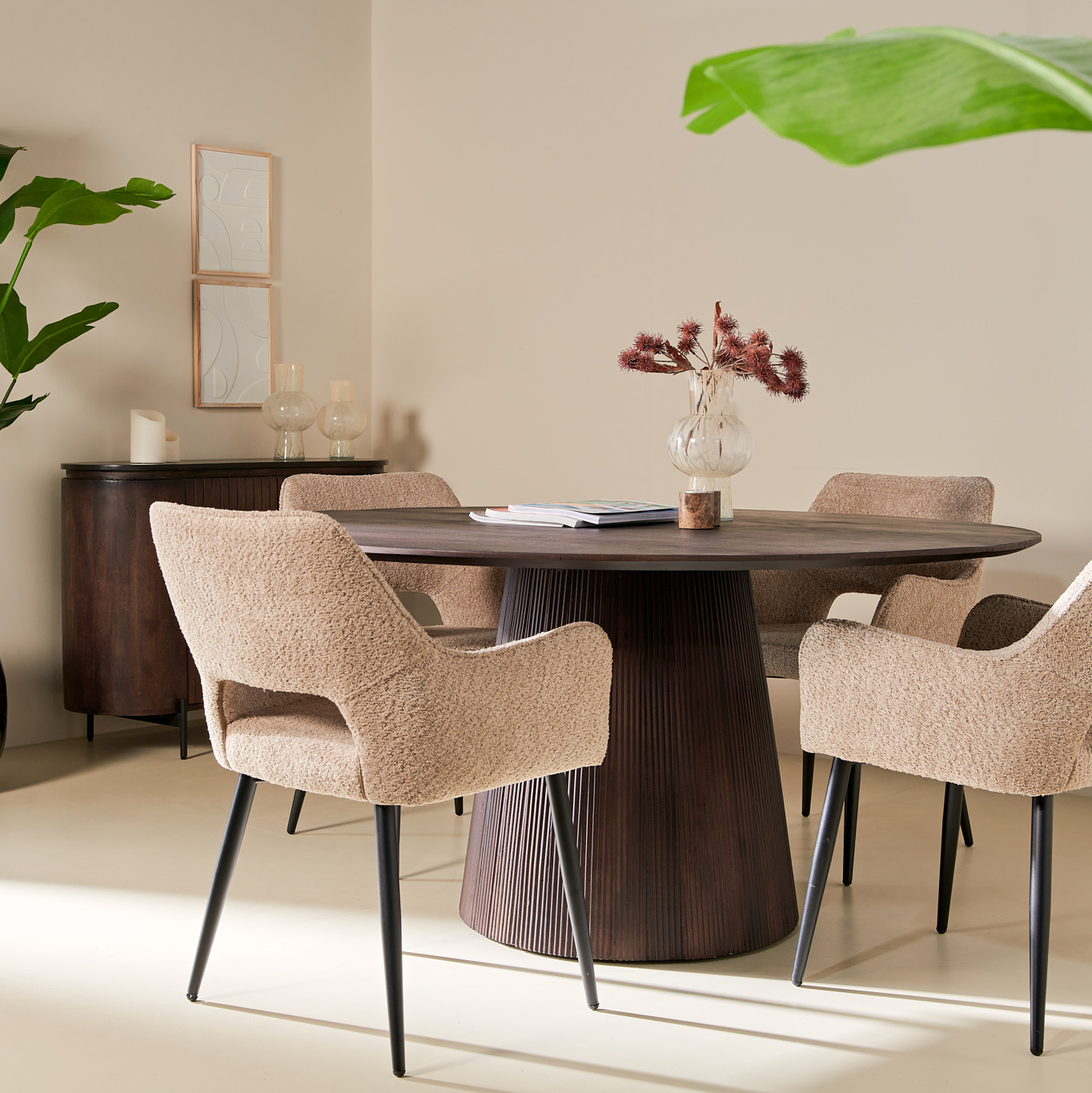 by fonQ Grand Eettafel Donkerbruin Mangohout - Ã 150 cm