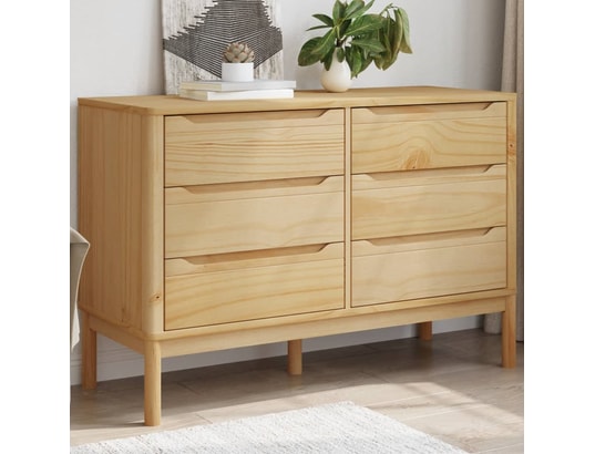 VIDAXL - Commode floro cire marron bois de pin massif