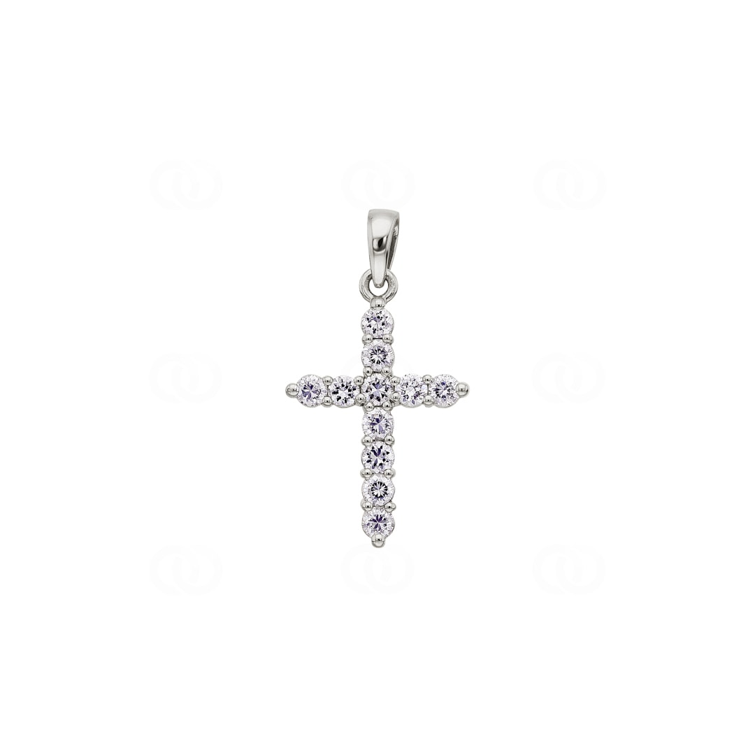 Anhänger 750/18 K Weissgold Kreuz mit Zirkonia 19 x 14mm
