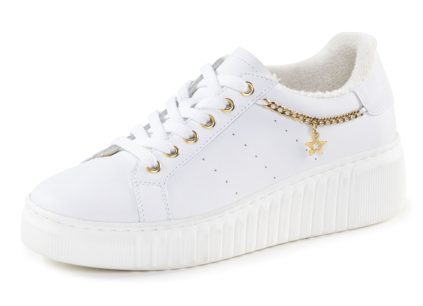 ELENA EDEN Sneaker mit trendigem Ketten-Schmuck und Zierperforation