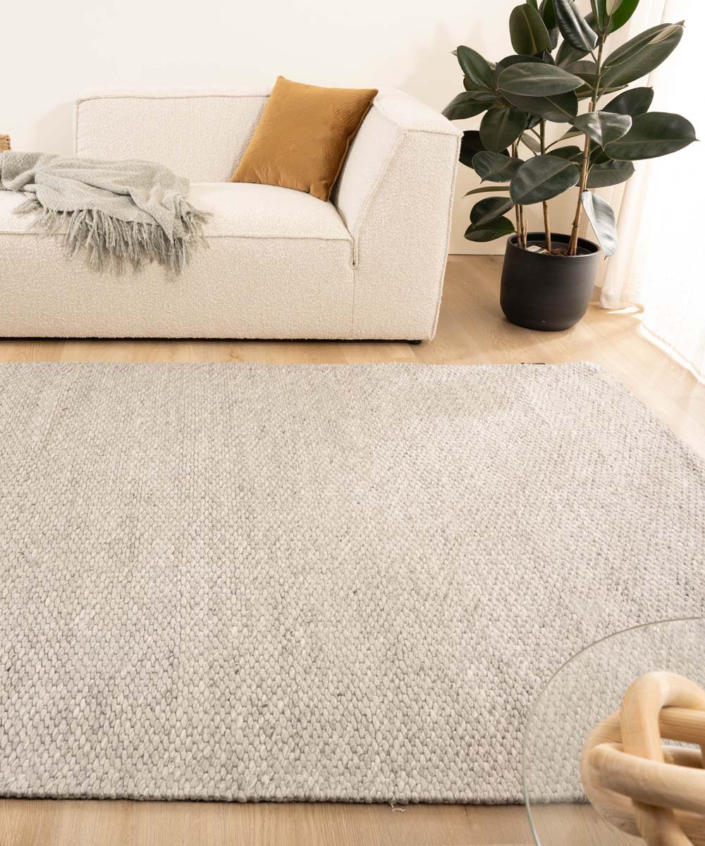 Nordic Weavers Wollen vloerkleed - Vridning lichtgrijs - 300x400 cm