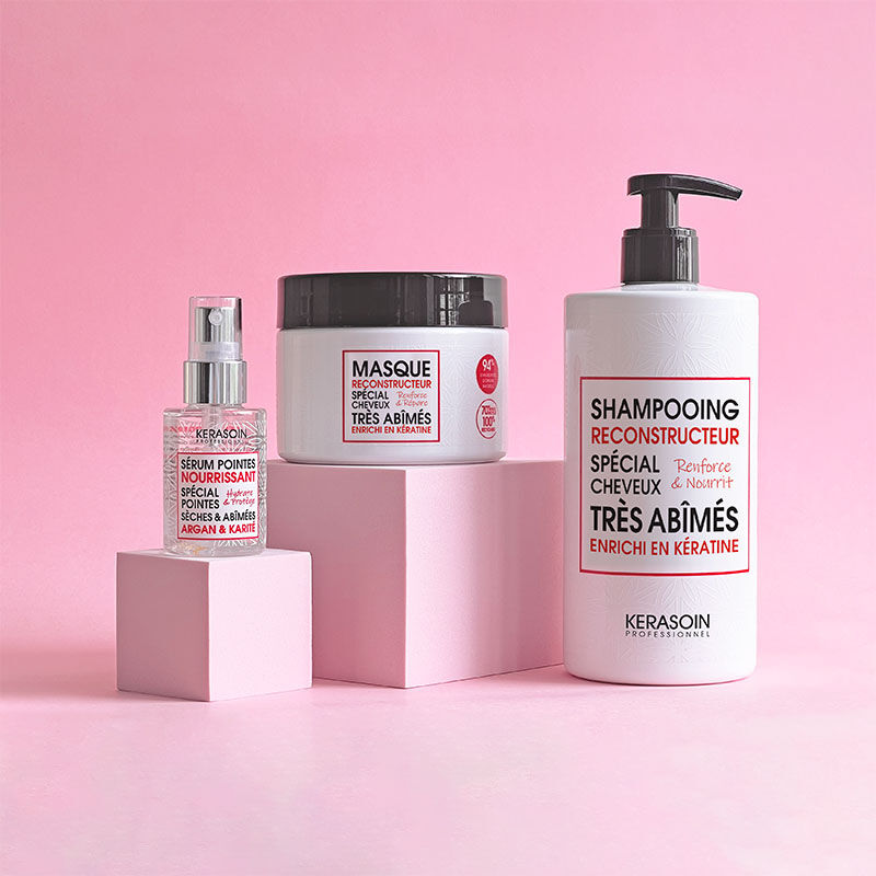 Rituel trio reconstructeur à la kératine shampooing masque et sérum