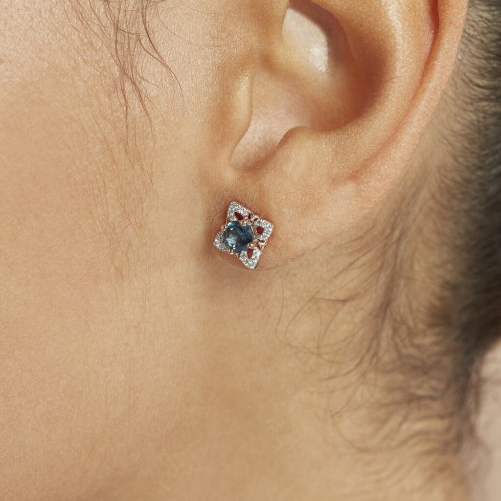 Boucles D'oreilles Pendantes Haia Or Rose Topaze Et Oxyde De Zirconium