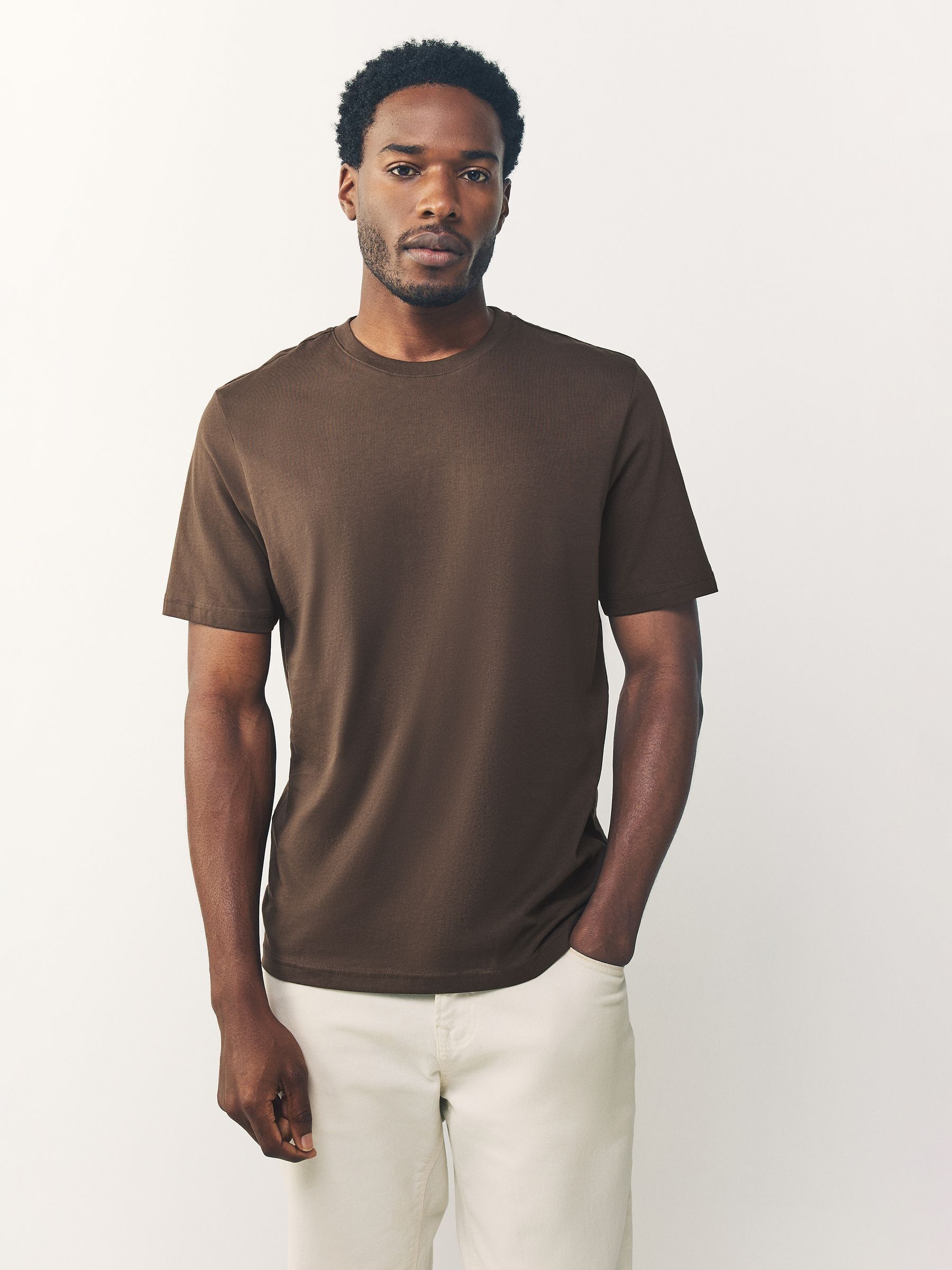 Zwart/Wit/grijs/leigrijs/kiezelkleurig/Bruin - Normale Pasvorm - Essential katoenen T-shirts verpakking van 6