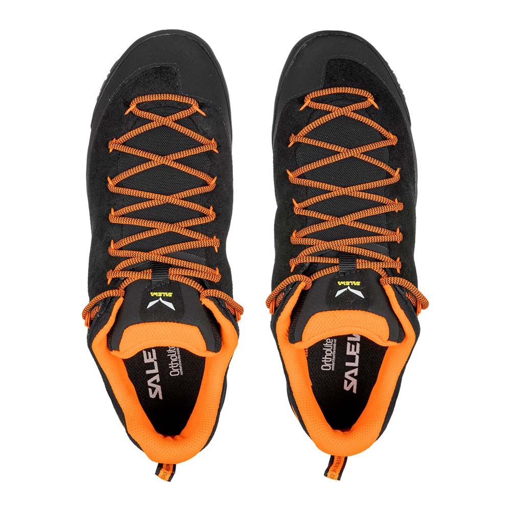 Salewa MS WILDFIRE LEATHER - Chaussures approche Homme black/fluo orange