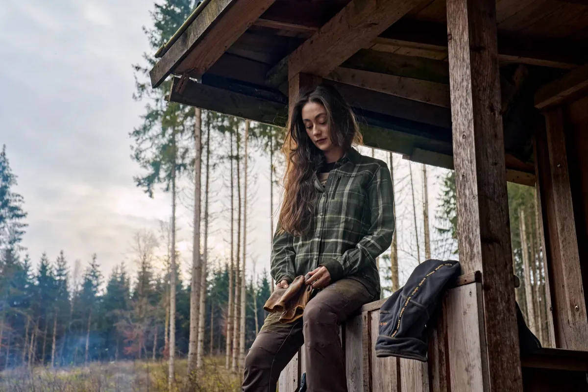 Härkila Pajala Långärmad Skjorta Dam Olive Check