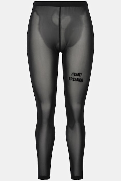 Strumpf-Leggings, Mesh, Flock-Schriftzug, hochelastisch