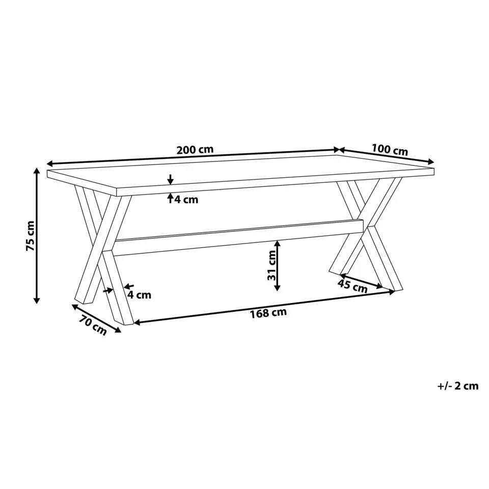 OLBIA - Tuintafel - Wit - 100 x 200 cm - Vezelcement