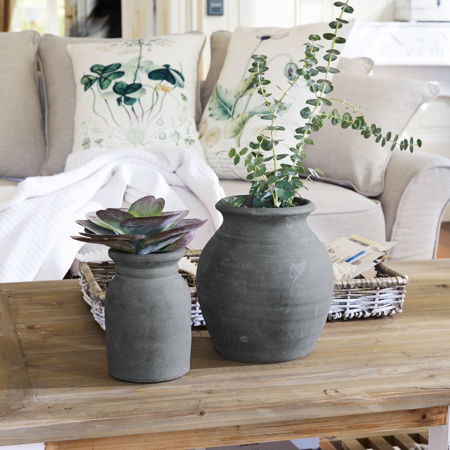 Vase 2er Set Molduc antikgrau