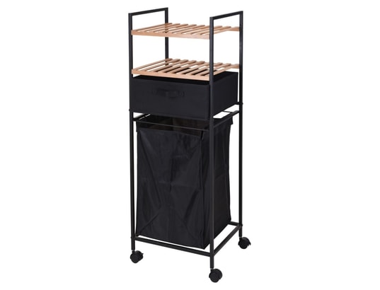BATHROOM SOLUTIONS - Patère Support de rangement et 2 étagères panier à linge