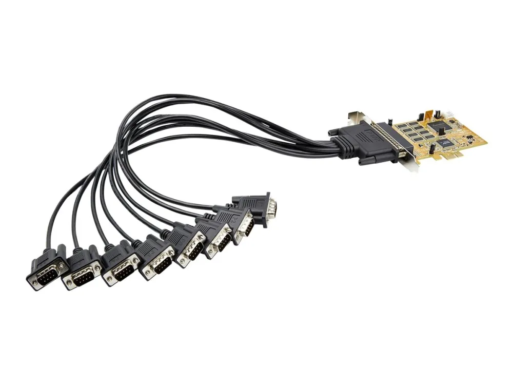 StarTech.com 8-Port PCI Express RS232 Serial Adapter Card, PCIe RS232 Serial Card, 16C1050 UART, Multiport Serial DB9 Controller/Expansion Card, 15kV ESD Protection, Windows & Linux - Up to 921.6 Kbps Baud - Seriel adapter - PCIe - RS-232 x 8 - gul -