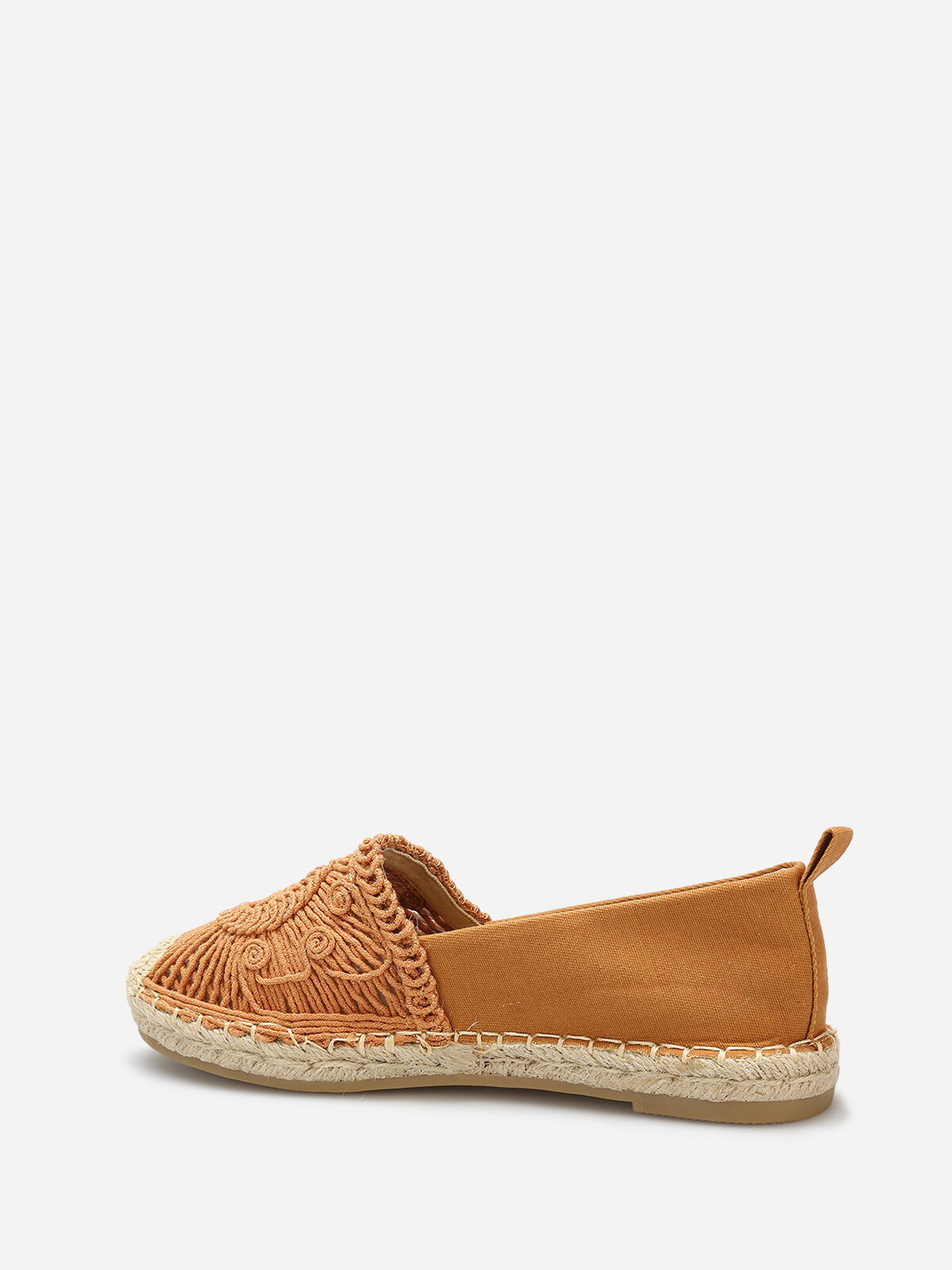 Espadrilles en tissu et crochet- Camel