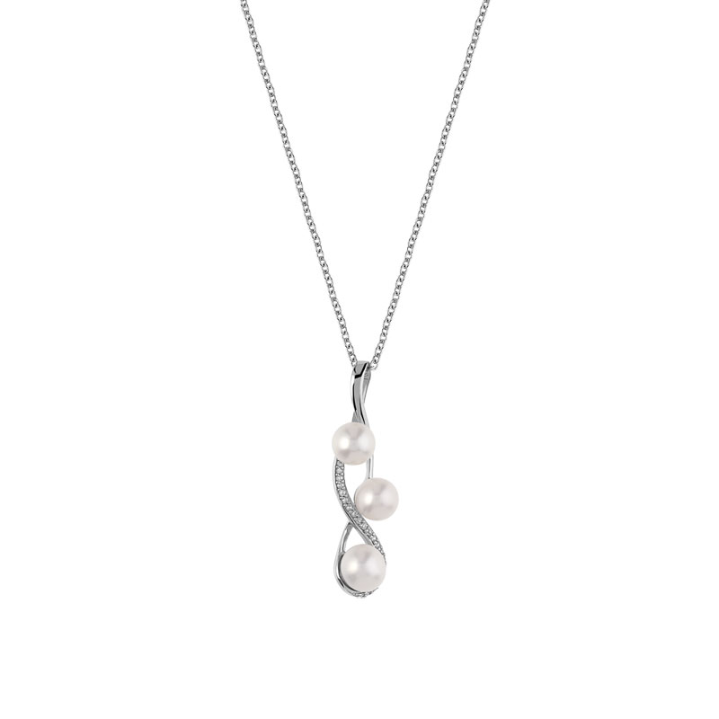 Collier argent 925 perles de culture de Chine et zirconias 45 cm