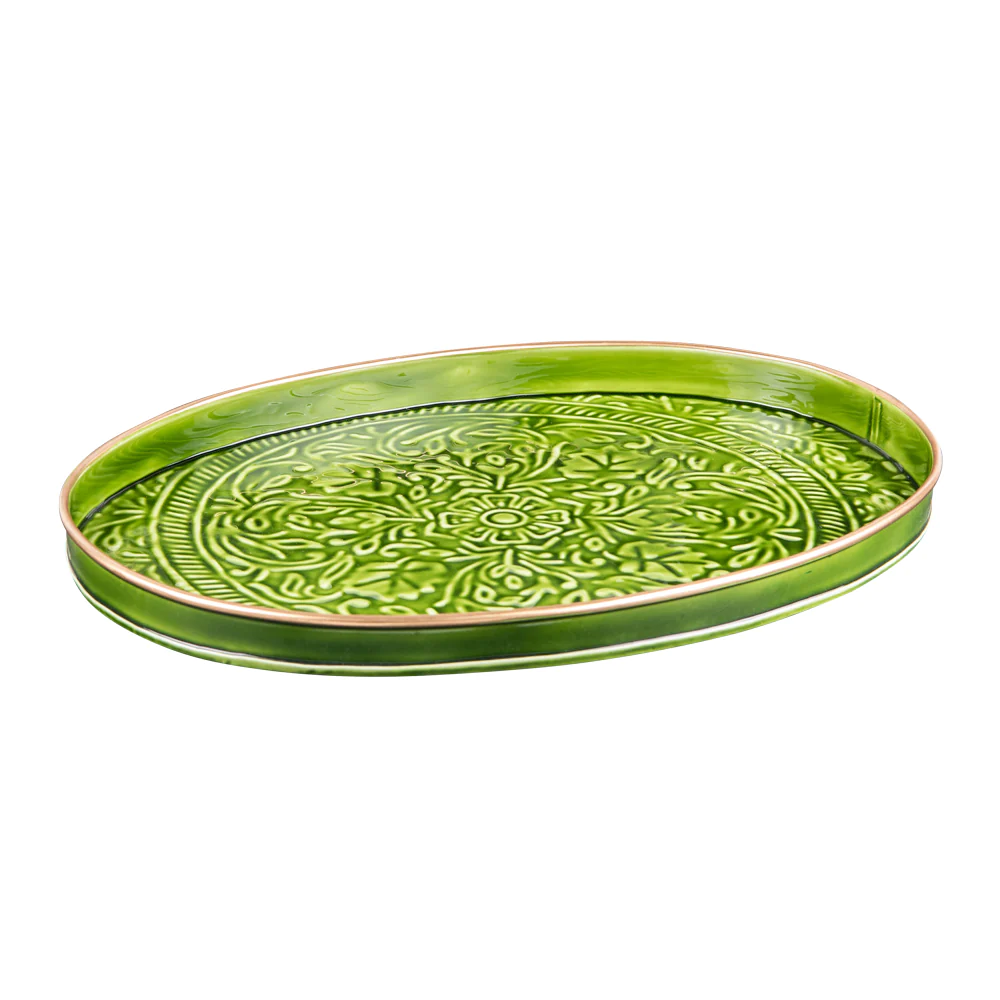 Set de 2 plateaux ovales Tosca vert Table passion