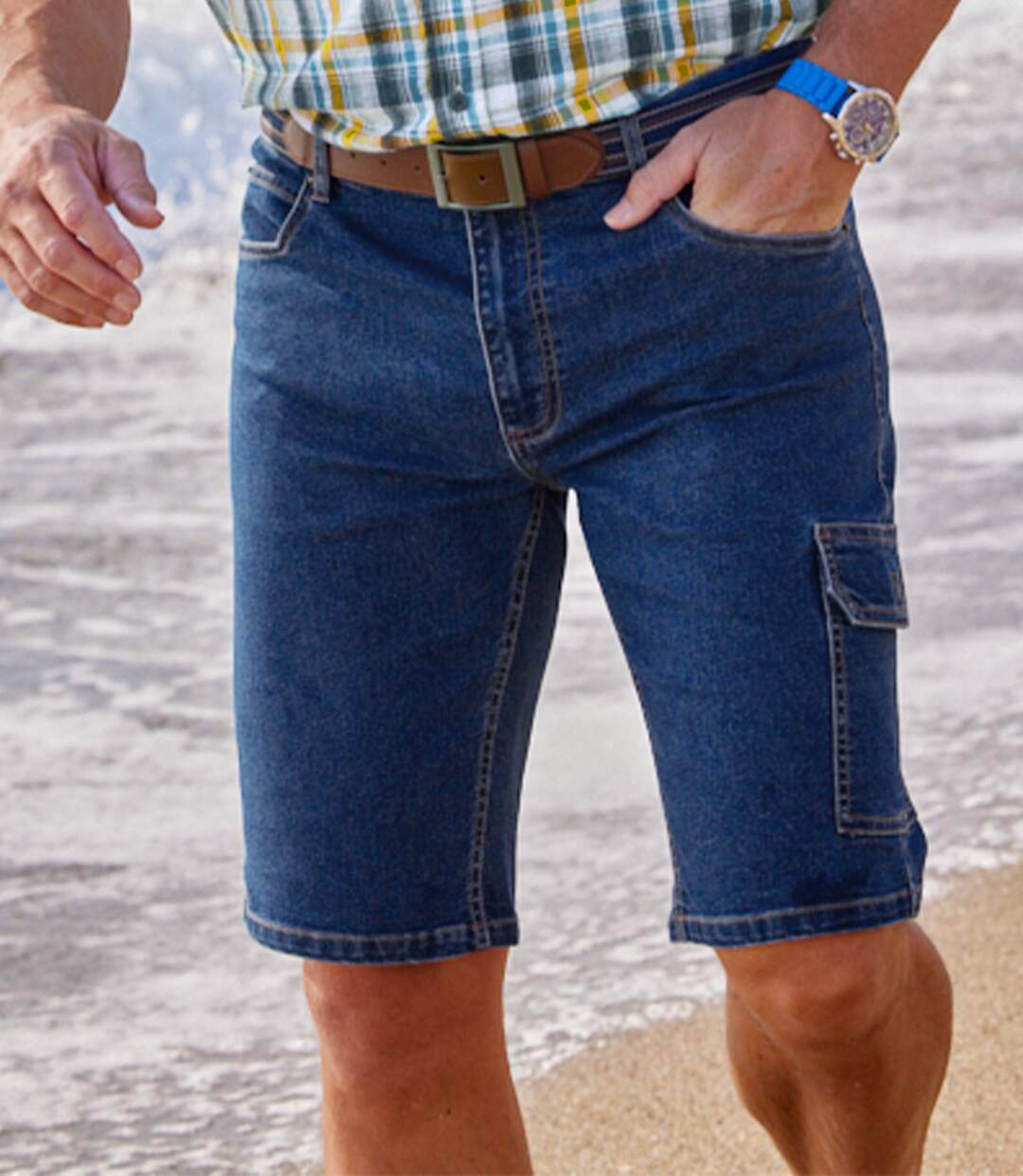 Bermuda Cargo en Jean Stretch Léger