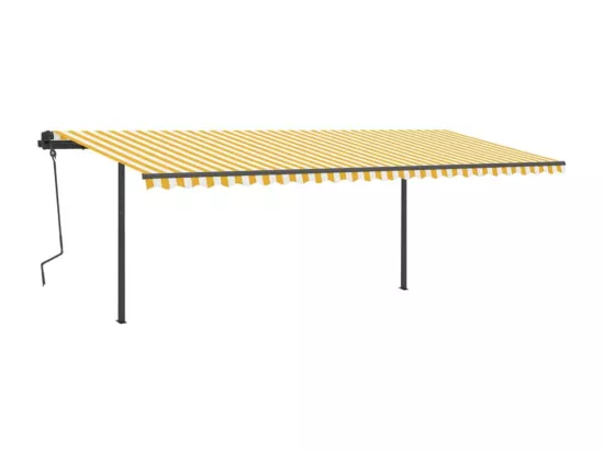 Auvent manuel rétractable avec LED 6x3 m Jaune et blanc