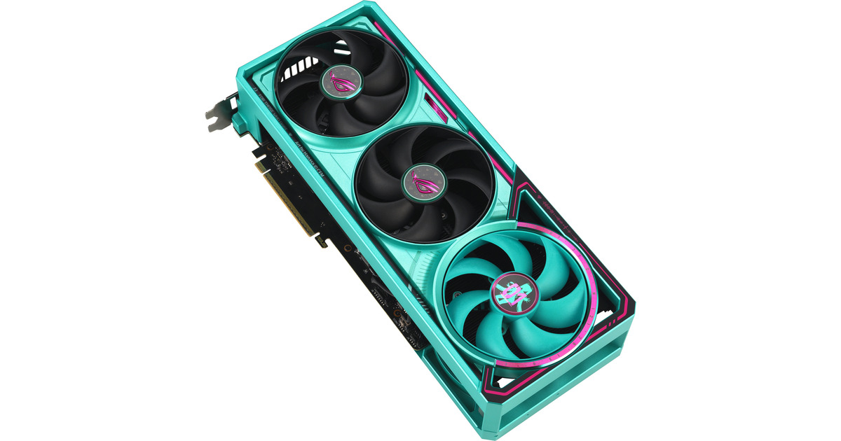 ASUSGeForce RTX 5080 ROG ASTRAL GAMING OC Hatsune Miku Edition grafische kaart  (Turquoise, DLSS 4, 3x DisplayPort, 2x HDMI 2.1)
