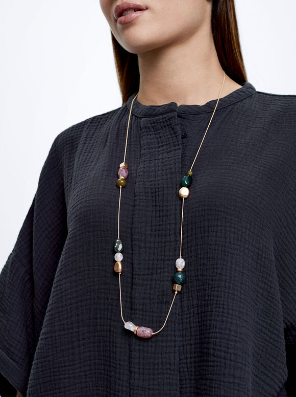 Colar com Pedra - Multicolorido