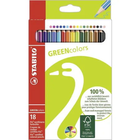 Umweltfreundlicher Buntstift - STABILO GREENcolors - 18er Pack - mit 18 verschiedenen Farben