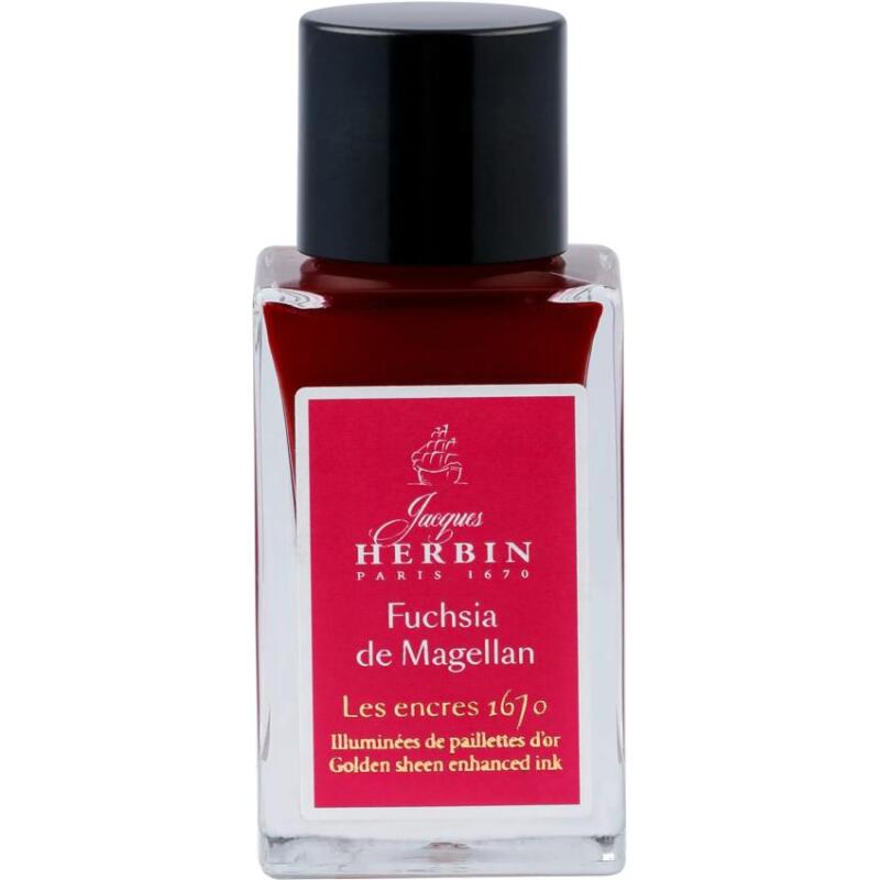 Encre 1670 à paillettes dorées 15ml - Fuchsia de Magellan