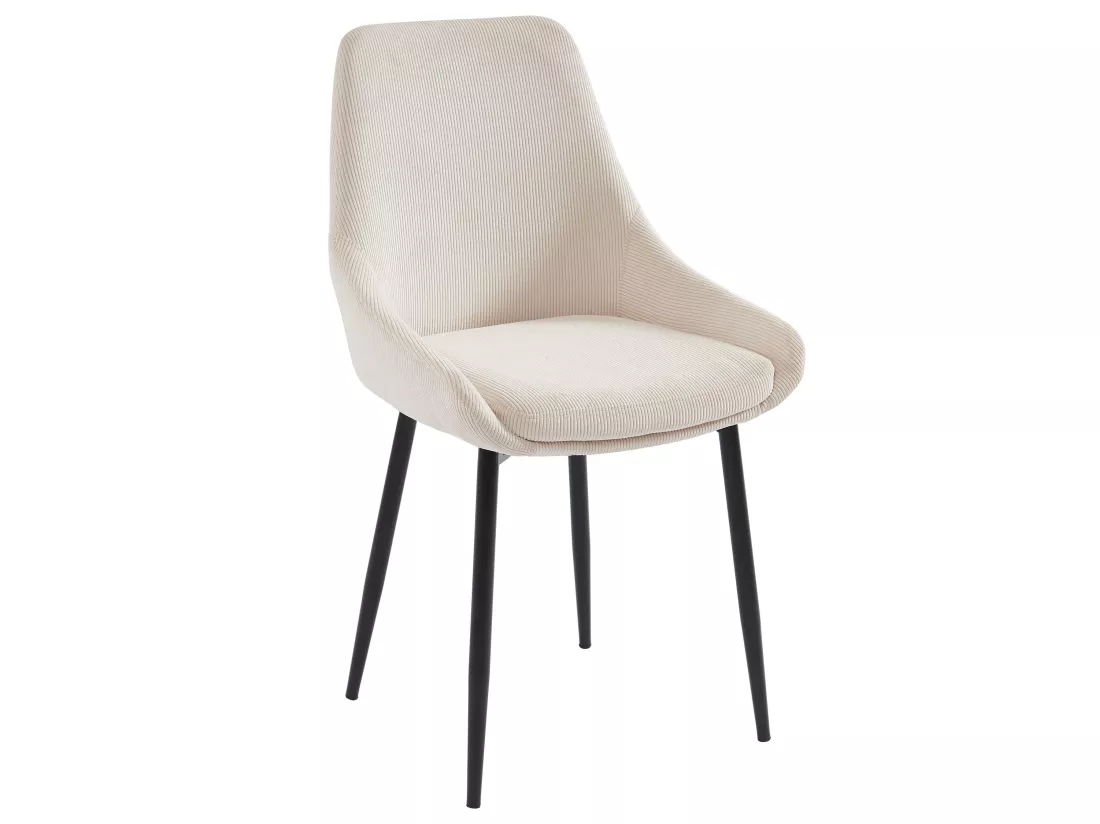 Lot de 6 chaises en velours côtelé et métal - Crème - MASURIE
