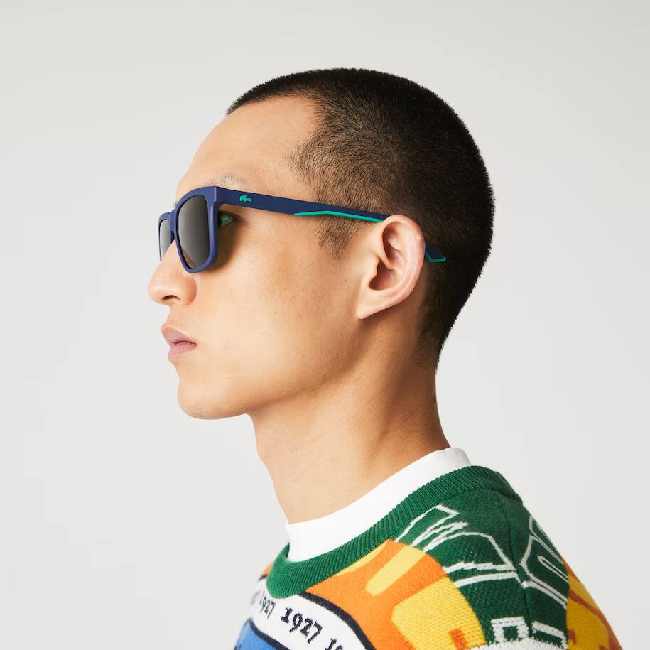 Herren Sonnenbrille mit eckigem Croc-Kunststoffrahmen Sonnenbrillen - Blau - Lacoste - Herren