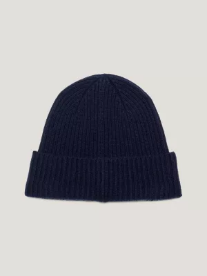 Gorro com placa de bandeira em cashmere elevado
