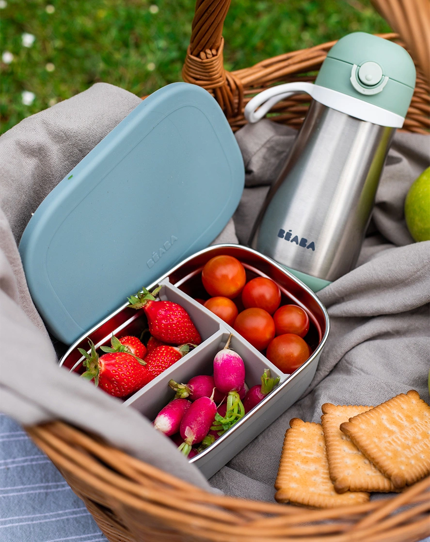 Edelstahl-Brotbox LUNCH mit Trenner in baltic blue