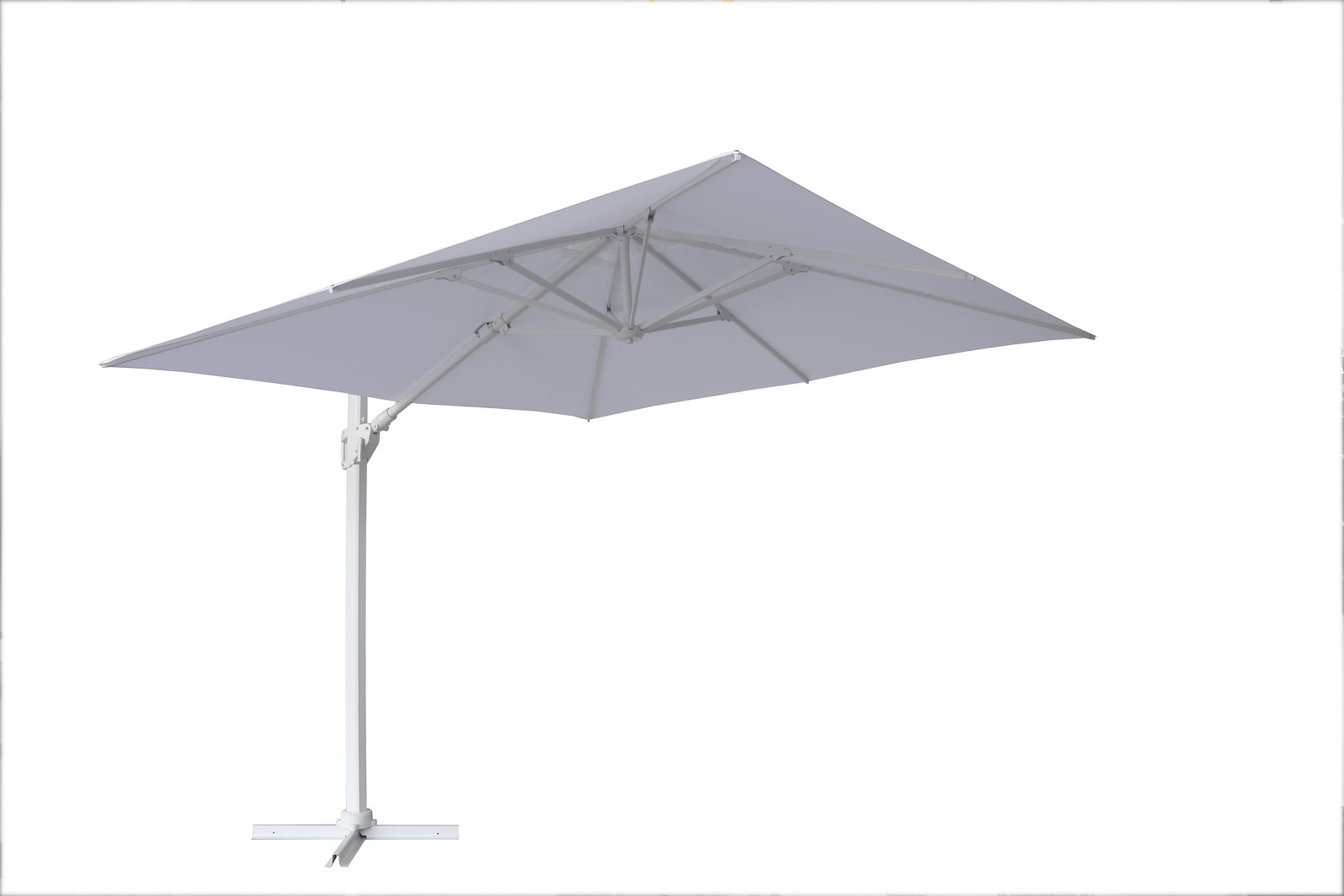 Sande hengeparasoll Hvitlakkert  aluminium med hvit tekstil. 3x3 meter