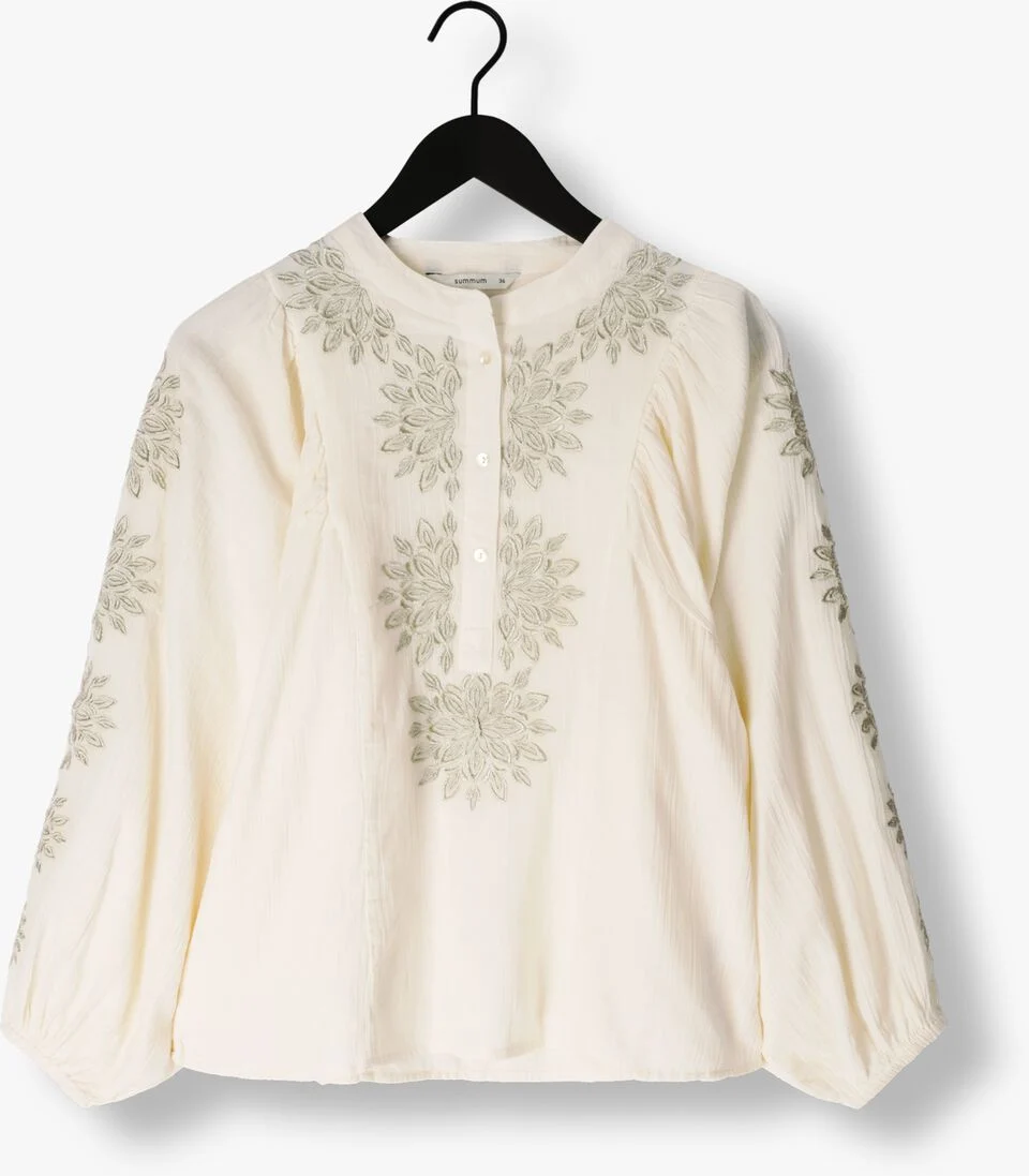 SUMMUM gebroken wit summum blouse top gold lurex embroidery