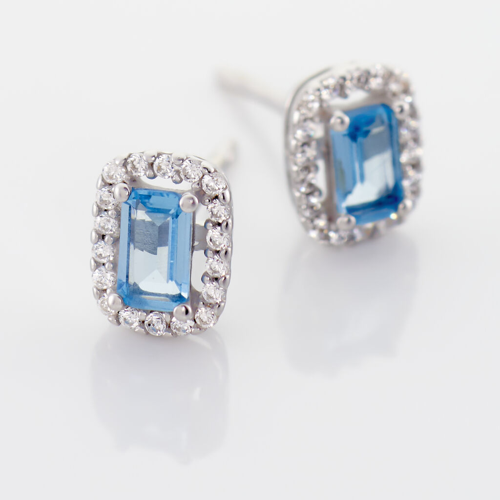 Boucles D'oreilles Puces Aladin Argent Blanc Oxyde De Zirconium