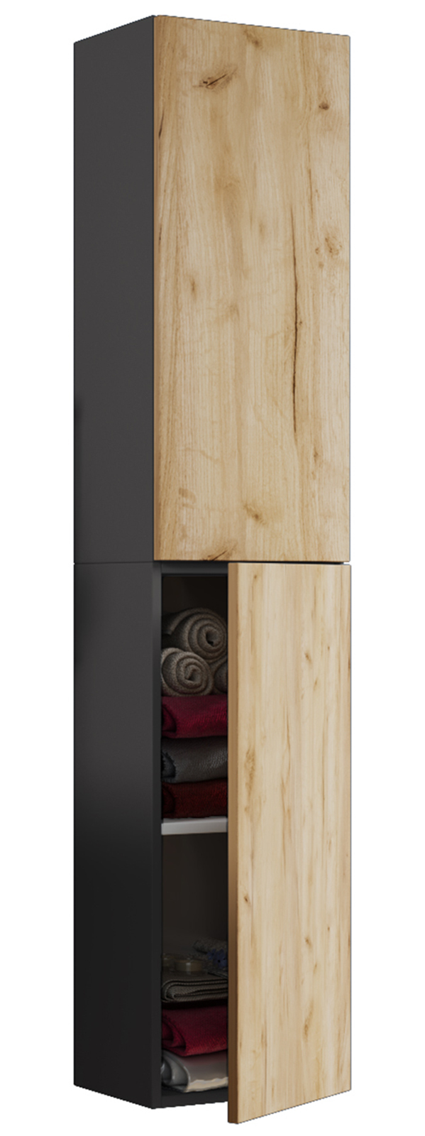 Hochschrank LENDAS - Honig Eiche-anthrazit - 33x150 cm
