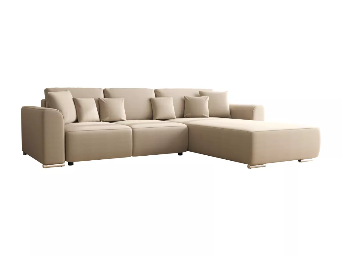 Canapé d'angle convertible et réversible en tissu beige MELTANA