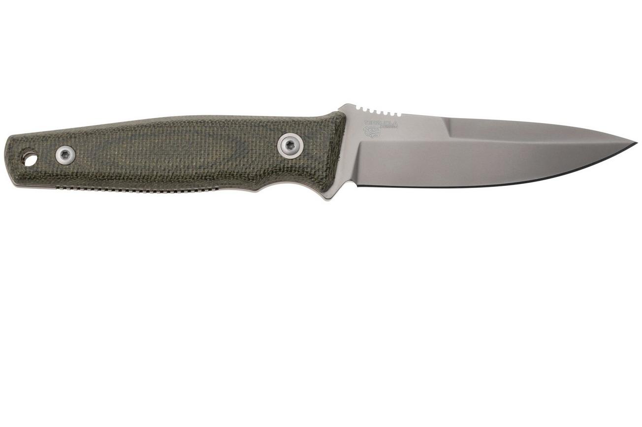 MKM TPF Defense MK-TPFD-GC CPM MagnaCut, Green Canvas Micarta vaststaand mes, Bob Terzuola design