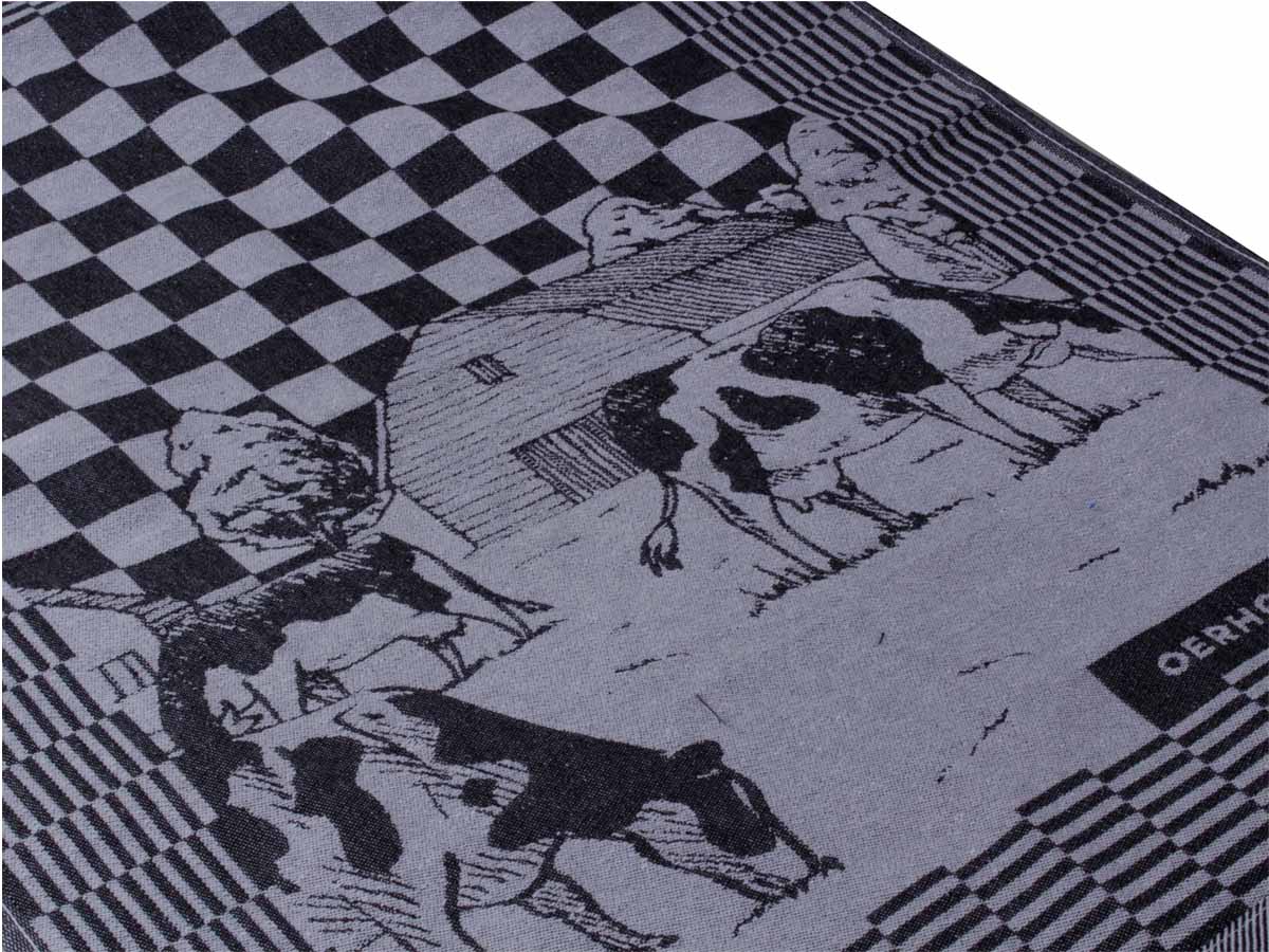 DoubleDry Koe 50 x 70 cm set van 6 theedoeken - zwart
