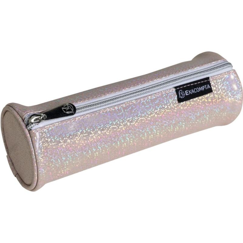 Trousse ronde PU Glitter - 22,5x7,5cm - Couleurs assorties