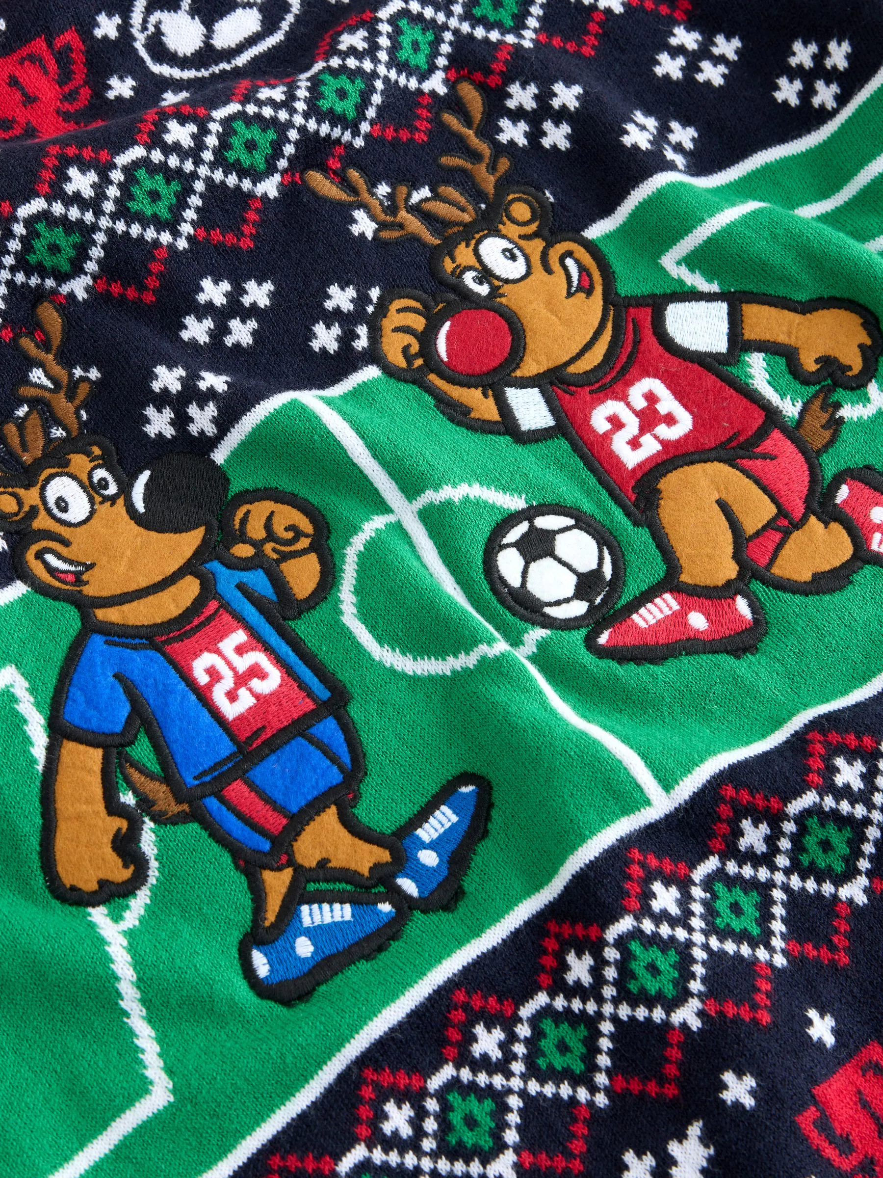 Meerkleurige rendiervoetbal - Kersttrui (3 - 16 jr)