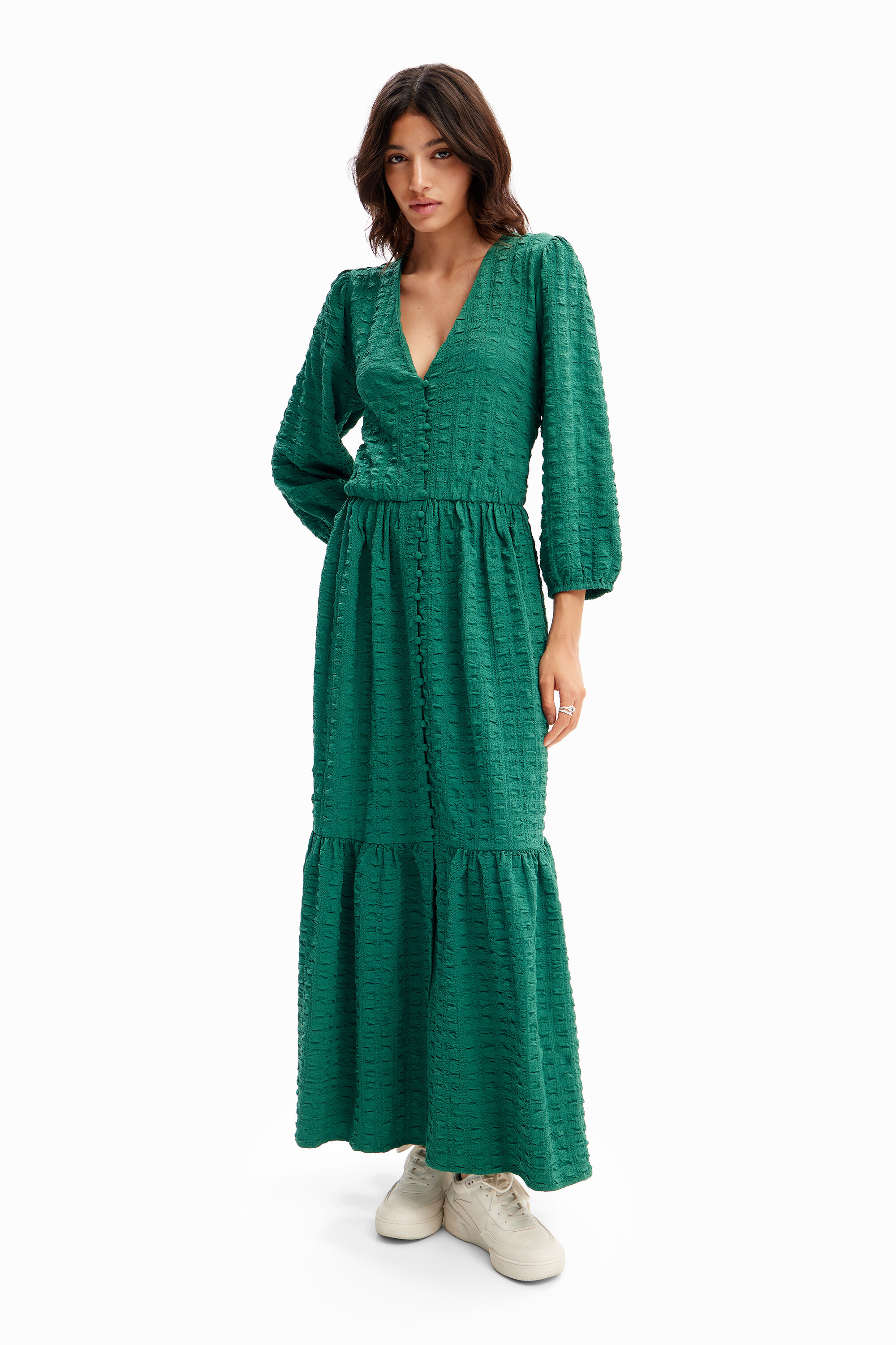 Vestido longo texturizado