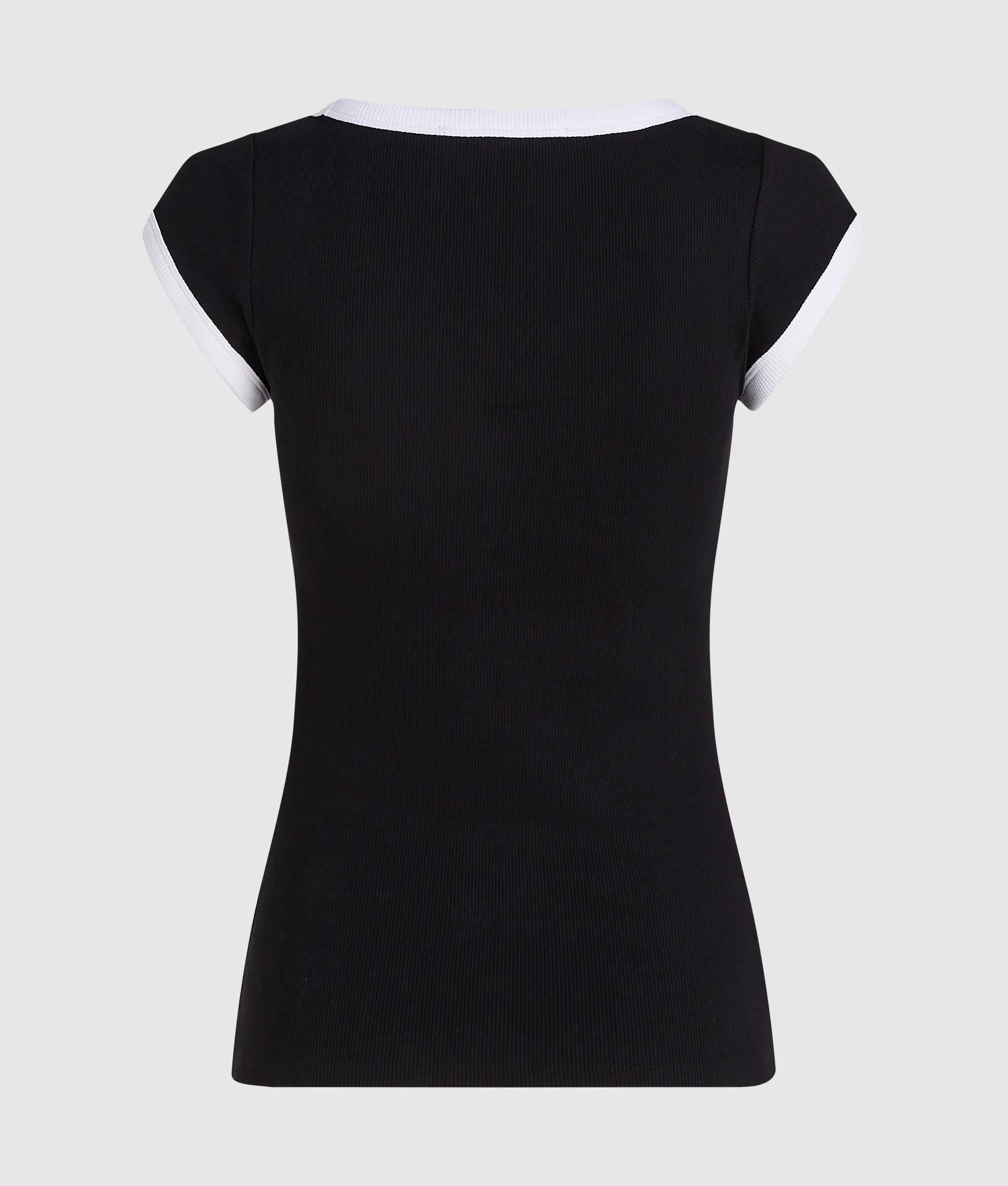 Zwart-wit T-shirt met ronde hals