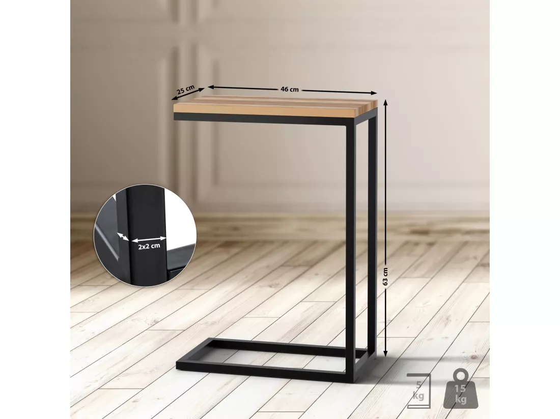 Table d'appoint - carré - Bois - 46 x 25 cm - Chêne - Manteo