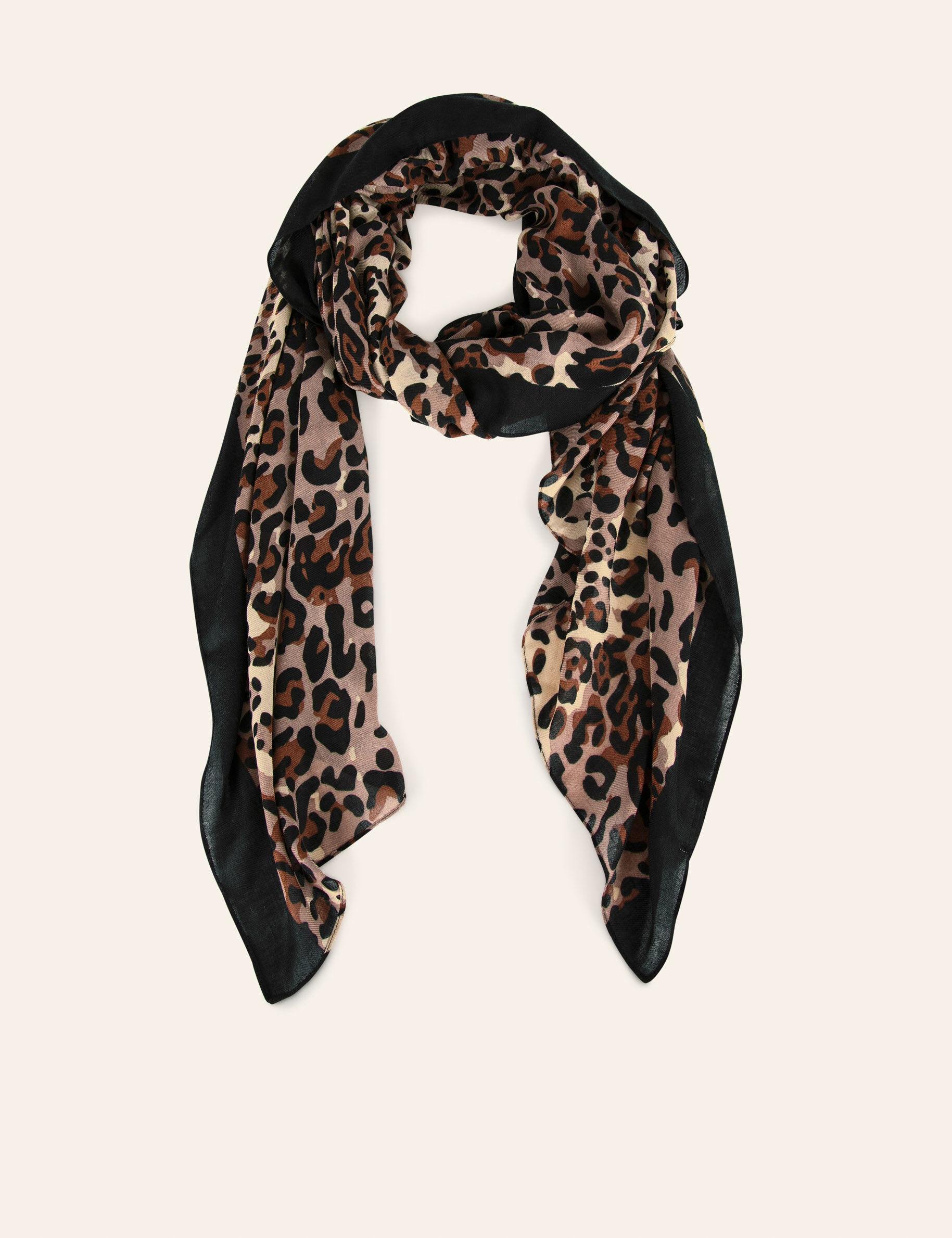 Foulard imprimé animalier marron femme - marron