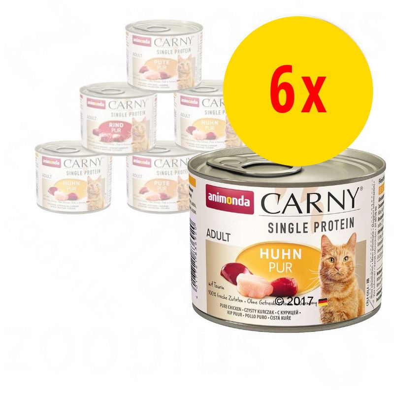 Lot mixte animonda Carny Single Protein Adult 6 x 200 g pour chat