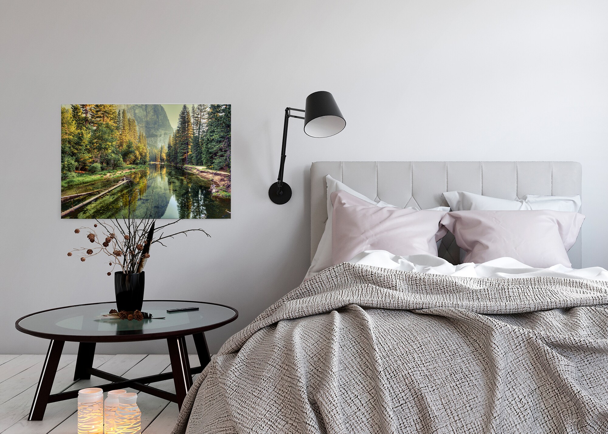 Leinwandbild Fluss Berge Grün Braun 90x60 DD120300 Keilrahmenbild Wandbild