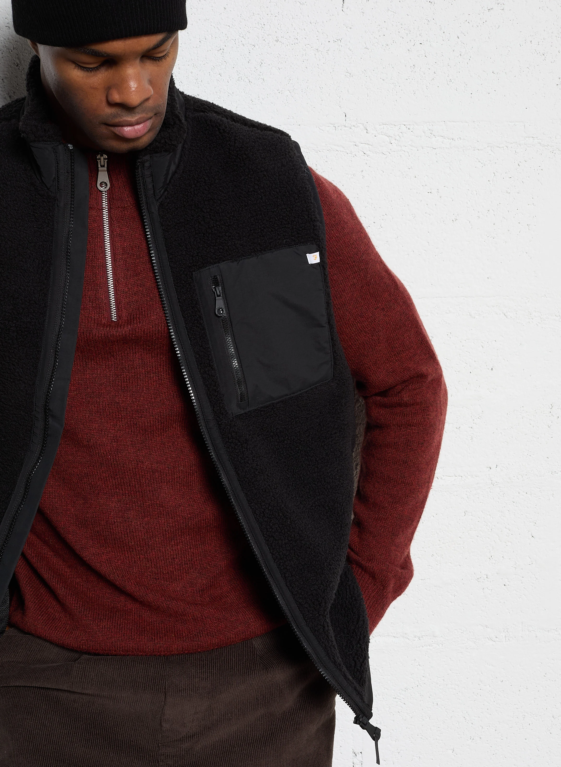 GRANT - Veste sans manches effet fourrure | Noir