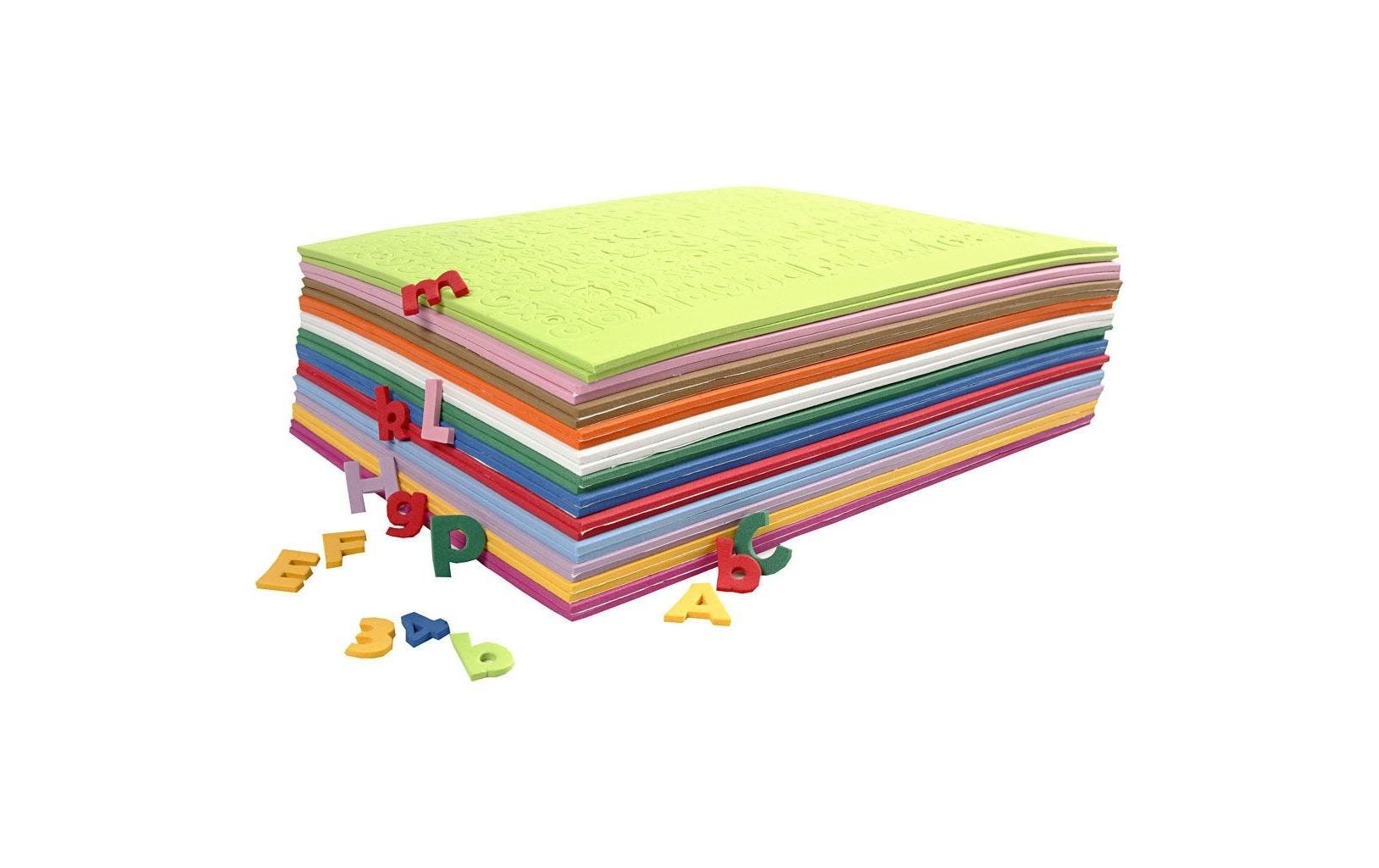 Moosgummi-Set 20 mm 24 Stück, MehrfarbigBuchstaben & Zahlen aus Moosgummi