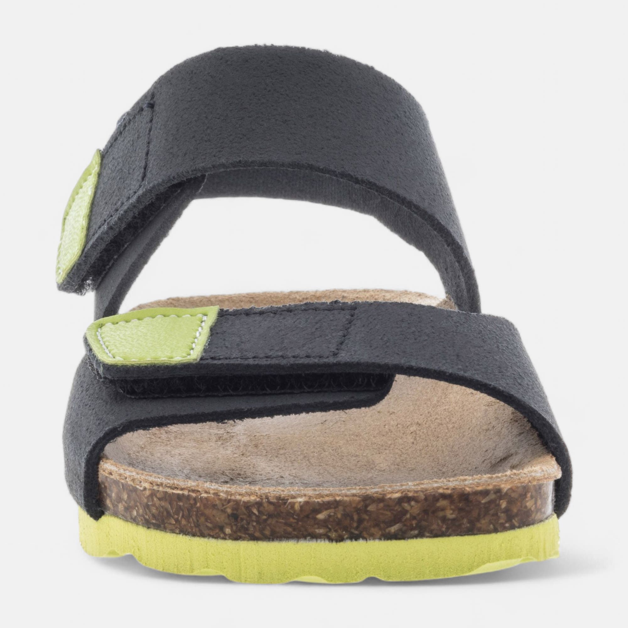Mules semelle liège Garçon en cuir bleu marine