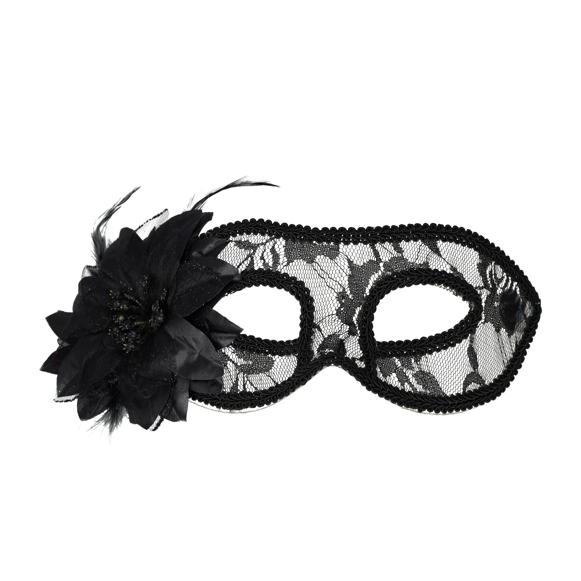 Venezianische Maske Fasnachts Halbmaske Kostüm Zubehör Motto Party Accessoire Halloween Foto Requisite mit Spitzenbordüre   Blume - Schwarz