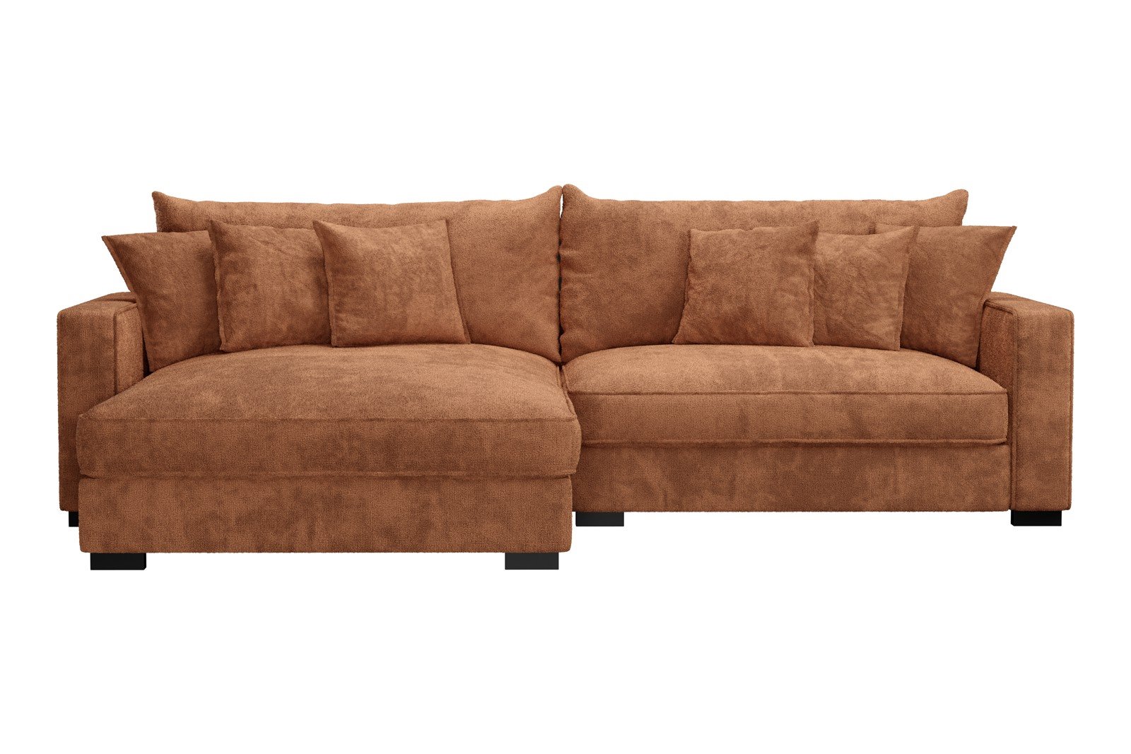 Rossi Lux 2-seter med XL sjeselong venstre Tekstil Genesis 9 Deep Terra, arm B med sorte ben. Lux Komfort.