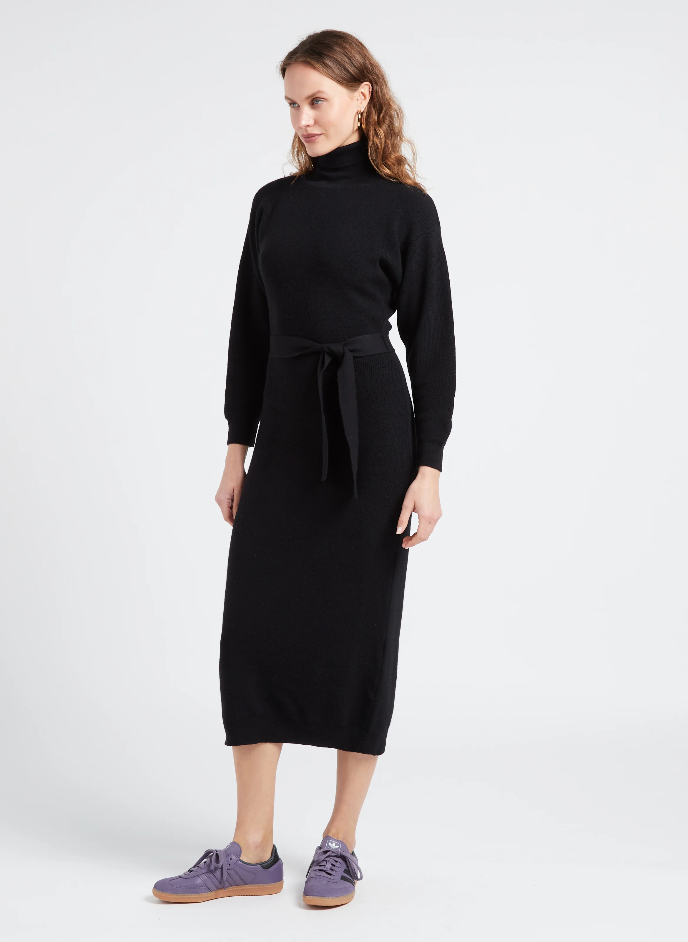 HART - Robe longue col roulé en laine et en cachemire mélangés | Noir